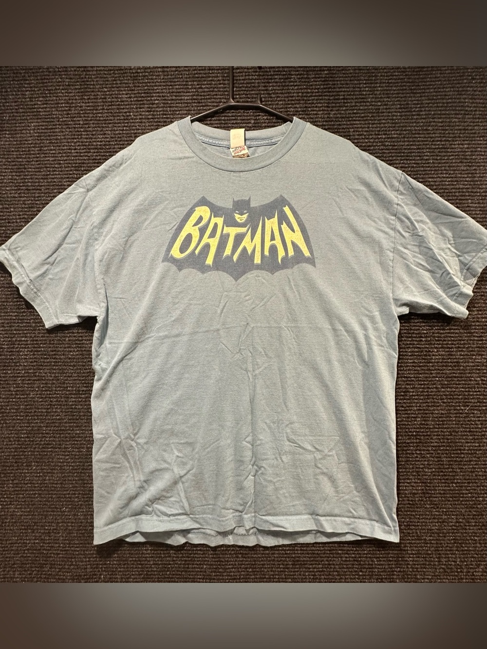 Batman Classic TV Series 1966 Logo T-Shirt Mens XL Faded Slate Blue Alstyle DC